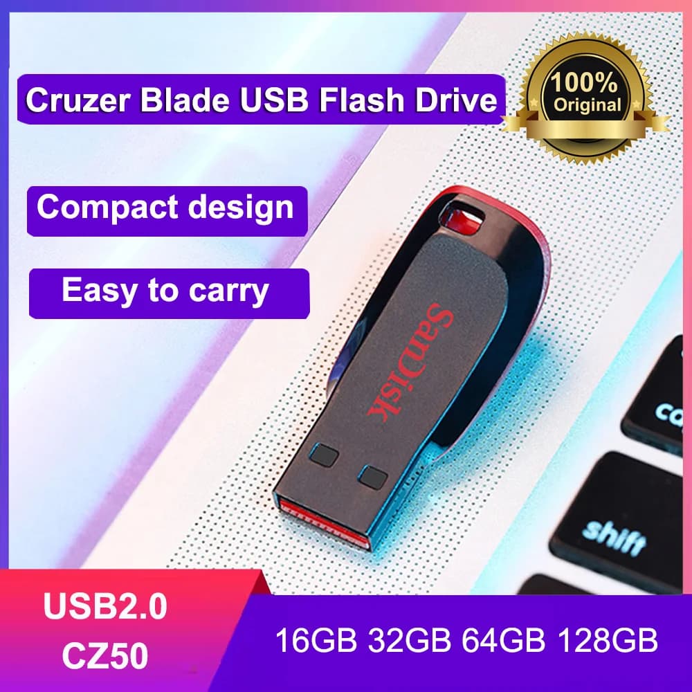SanDisk Original Pendrive USB2.0 Flash dirve 16GB 32GB 64GB 128GB Usb Memories Flash Memory SDCZ50 usb key Pen Drive USB Stick