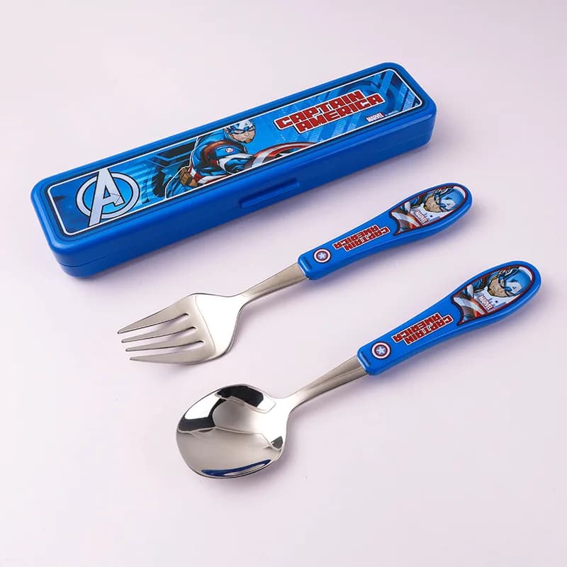 2pcs Superhero Spiderman Cartoon toy Tableware Spoon Cross Fork Soup Spoon Set Dining Lunch Hulk Anime Figures Party kids Toys - 6