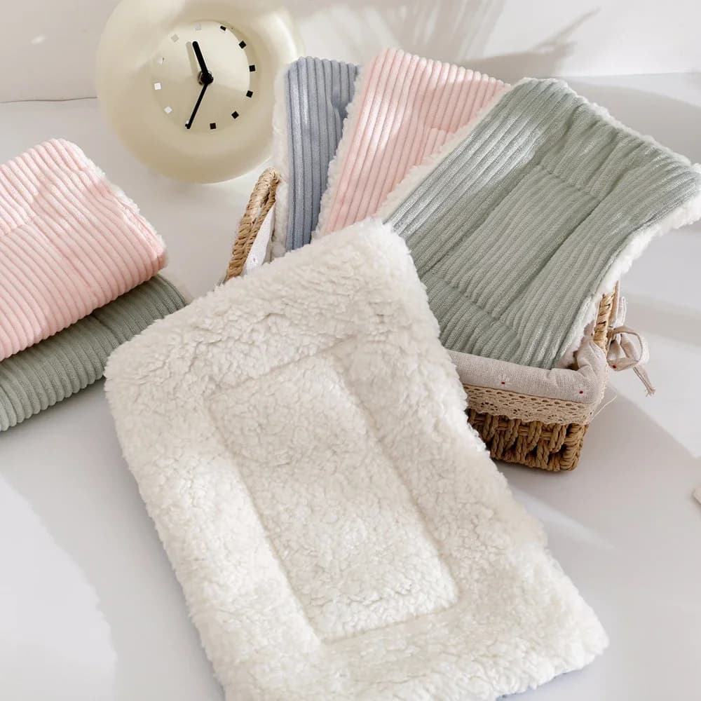 Autumn Winter Warm Solid Fleece Bed Soft Lint Sleep Mat Nest  Plush Mat Bed for Small Animal Hedgehog Hamster Rabbit Bird Mats - 3