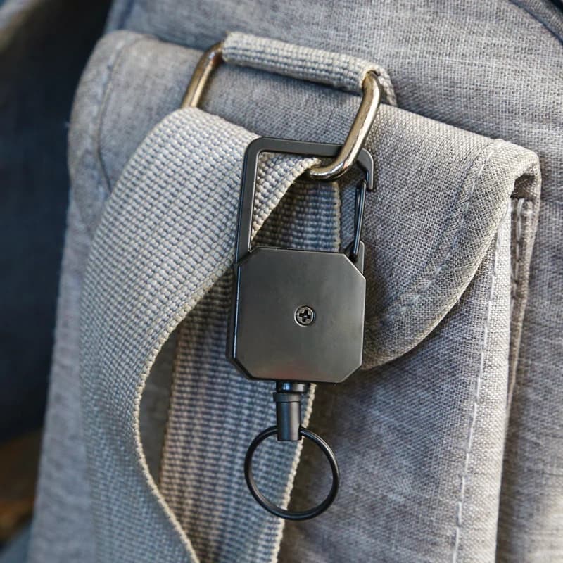 Retractable Key Ring Outdoor Anti-Loss Key Chain D-Shaped Climbing Carabiner Lanyard Easy-Pull Buckle Highly Elastic Key Ring - 5