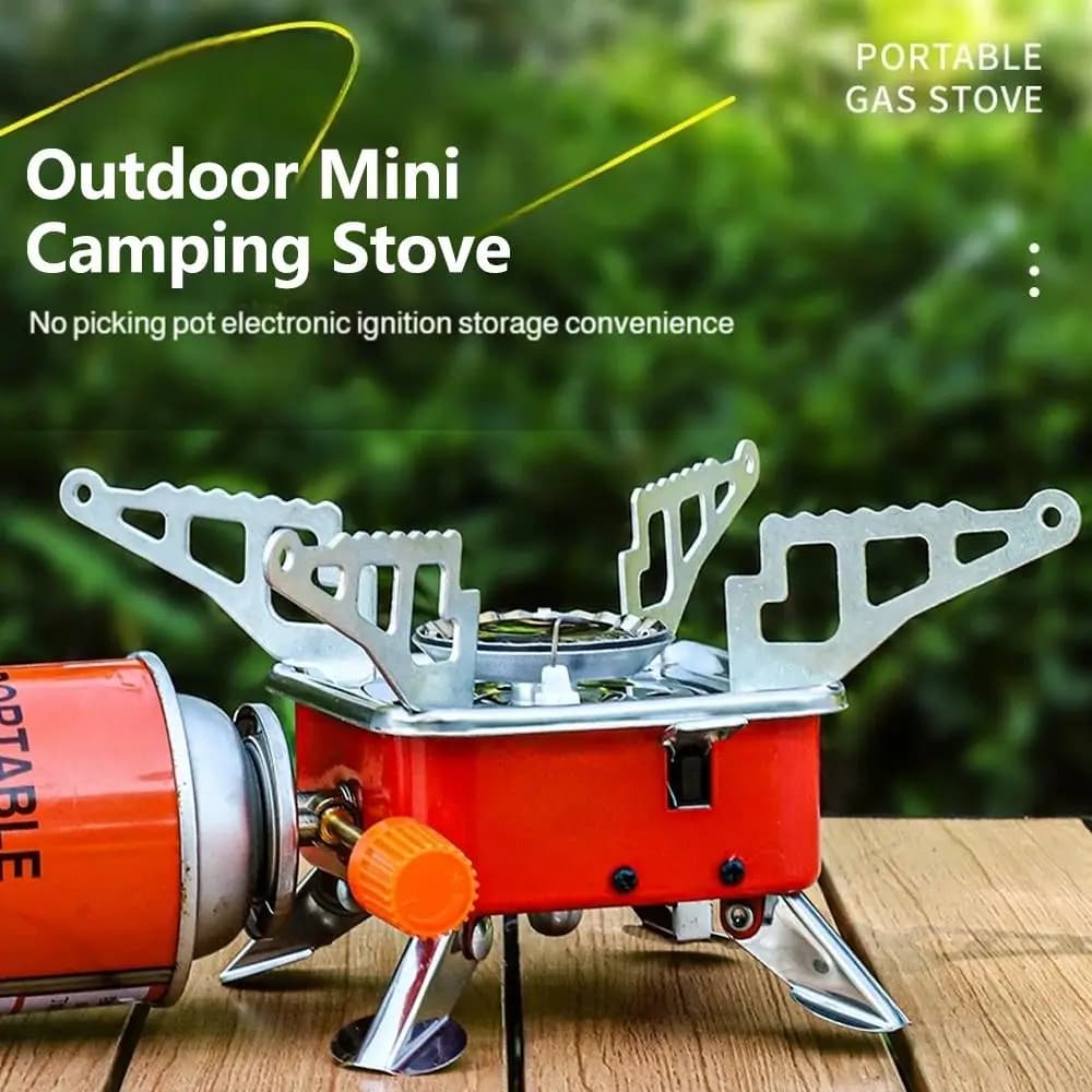 3500W Windproof Camping Gas Stove Foldable Portable Outdoor Burner with Piezo Ignition Lightweight Backpacking Stove for Hiking - 2