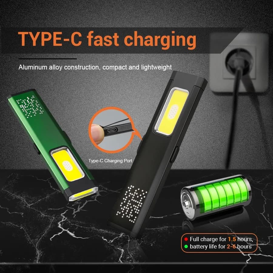 Mini Portable Rechargeable LED Torch Light, Waterproof Outdoor Work Pocket Flashlight with Magnetic Grip, Compact LED Flashlight - 4