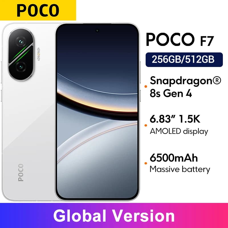 Global Version POCO F7 5G Snapdragon®8s Gen 4 NFC 6500mAh Battery 6.83" 1.5K AMOLED 50MP Camera OIS 90W HypeCharge Smartphone