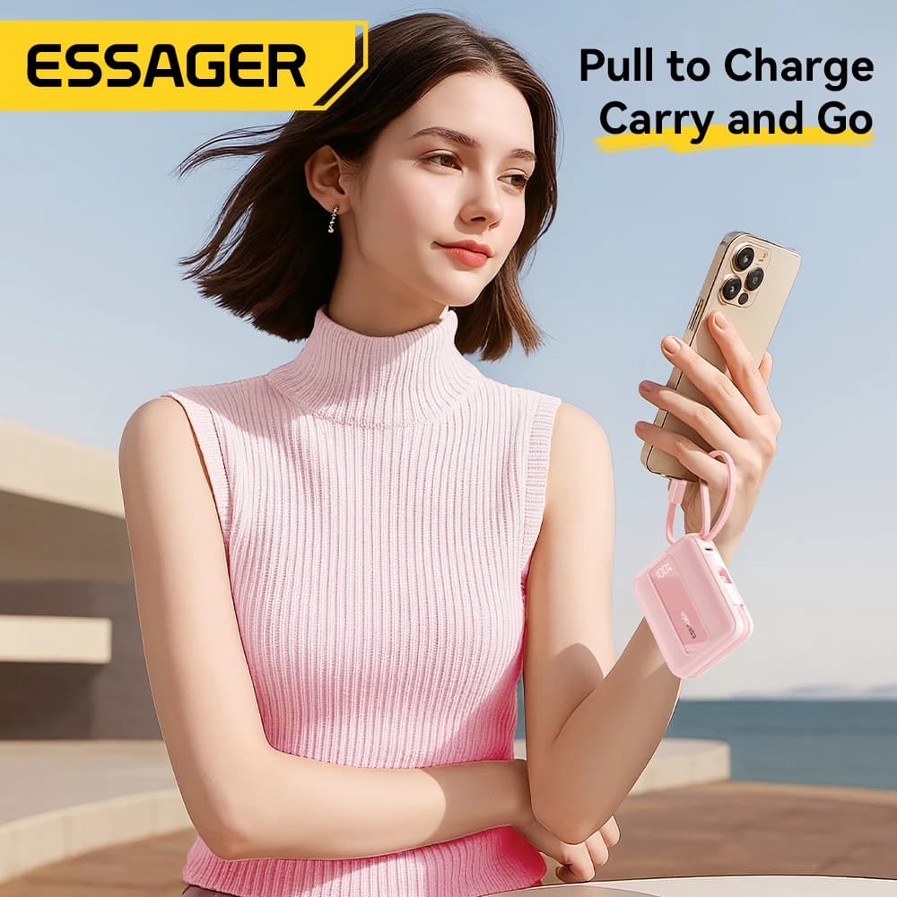 بنك طاقة من Essager بسعة 20000mAh، شحن سريع PD22.5W، شاحن بطارية خارجي محمول لهواتف آيفون وهواوي وآيباد - 5