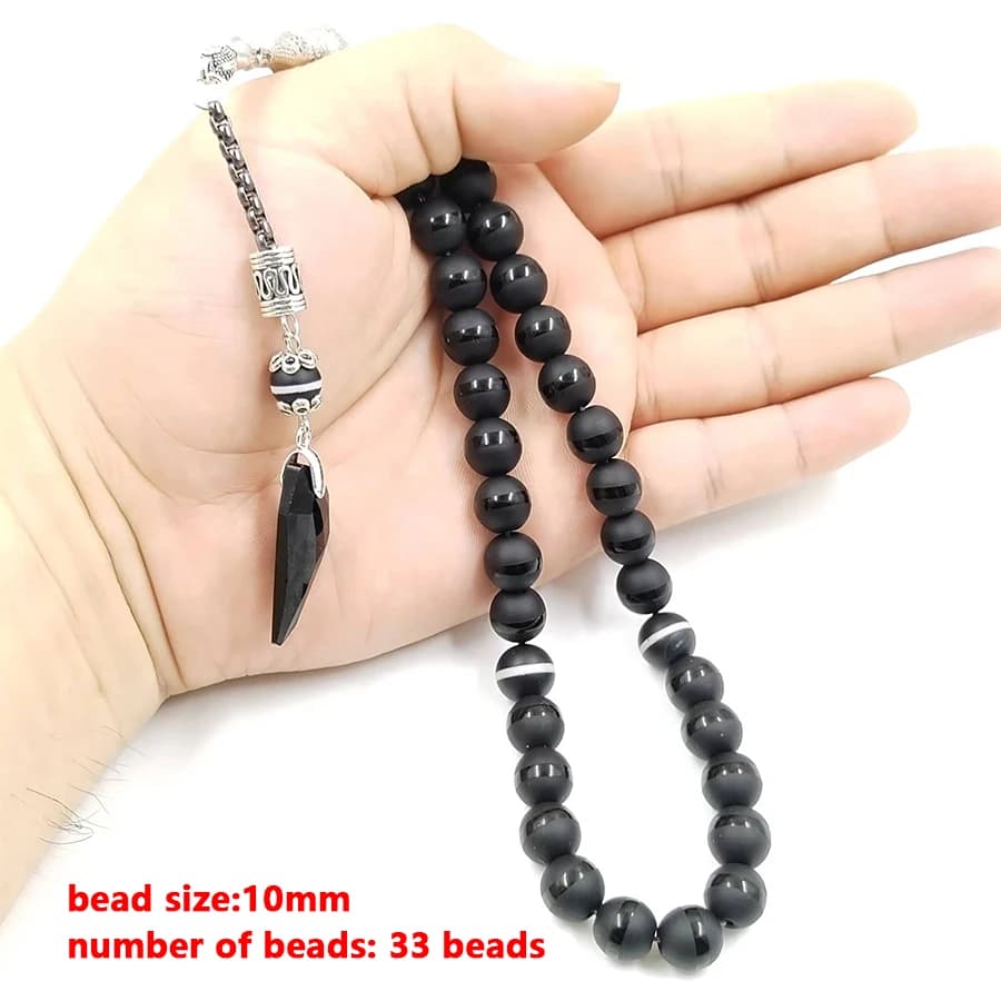 Crystal Tasbih and agates tassel Popular style Black Crystal Muslim prayer beads 33 66 99Misbaha beads Islam Rosary Islamic gift - 6