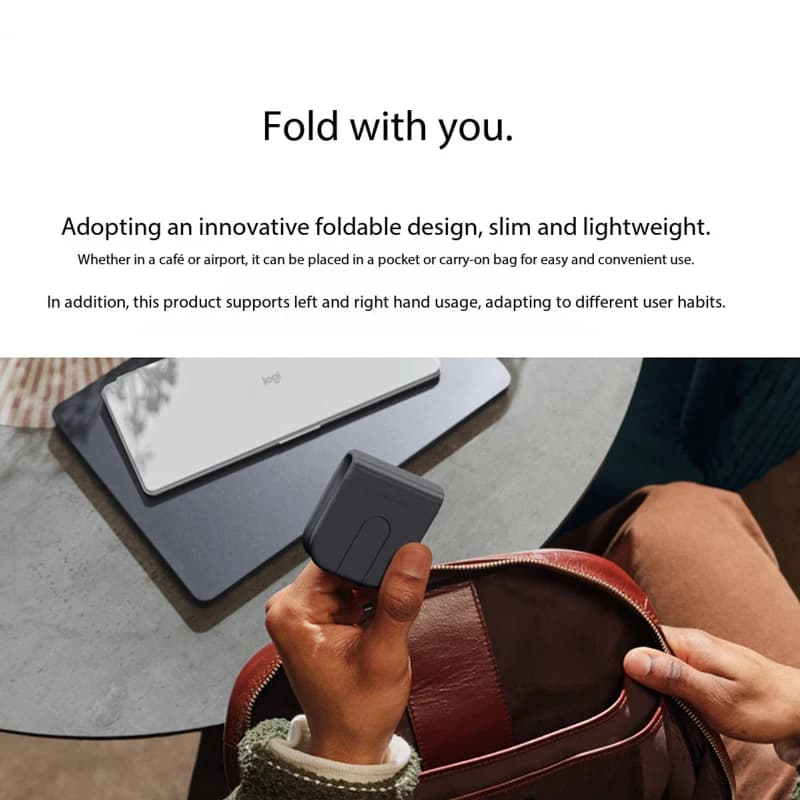 فأرة Logitech Mobi Fold قابلة للطي لاسلكية محمولة تمرير باللمس بلوتوث متعددة الأجهزة ذكاء اصطناعي مضاد للنقر الخاطئ بطارية هادئة للمكتب - 4