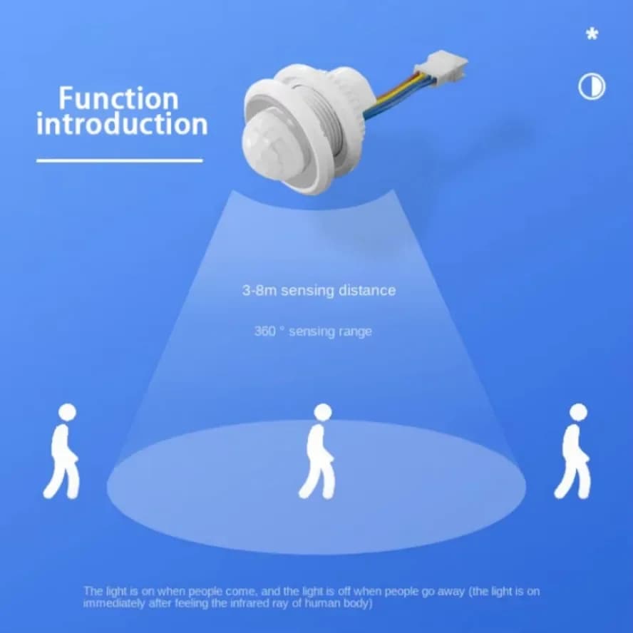 مفتاح ذكي قابل للتعديل مزدوج مع مستشعر حركة PIR بالأشعة تحت الحمراء AC85-265V للتحكم التلقائي في شريط الإضاءة LED - 5