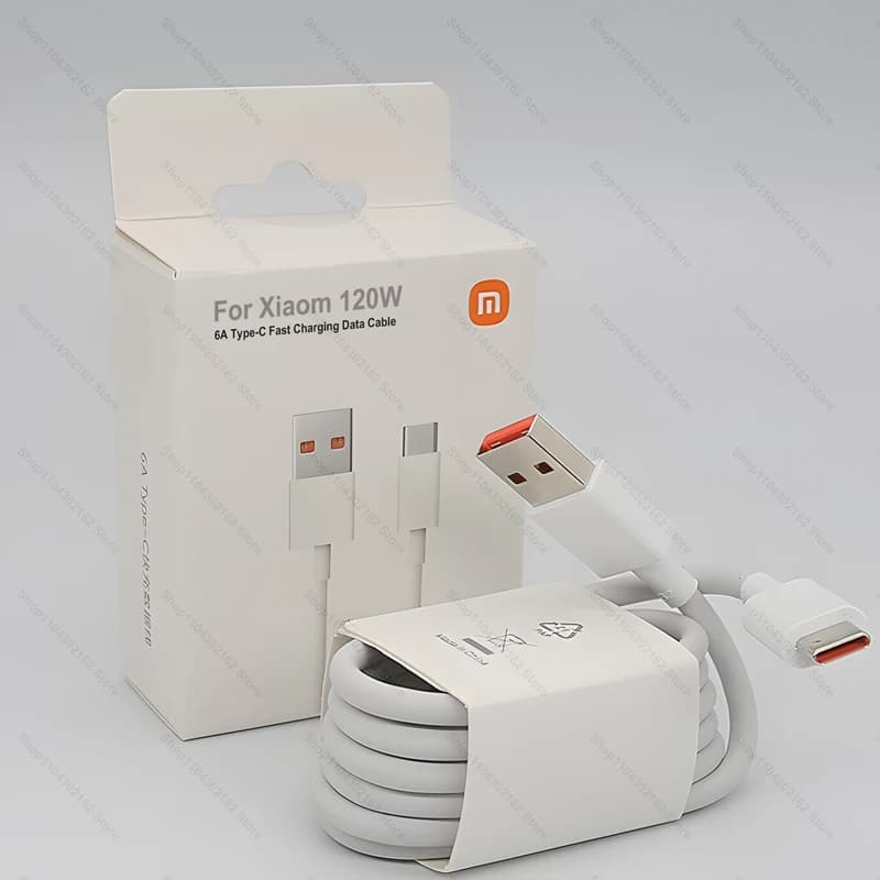 كابل شحن سريع جدًا أصلي 120 واط 6A USB Type C لهواتف Xiaomi Mi 15 و14 و13 Ultra و13T Pro و12 وRedmi Note 14 وK80 وPoco