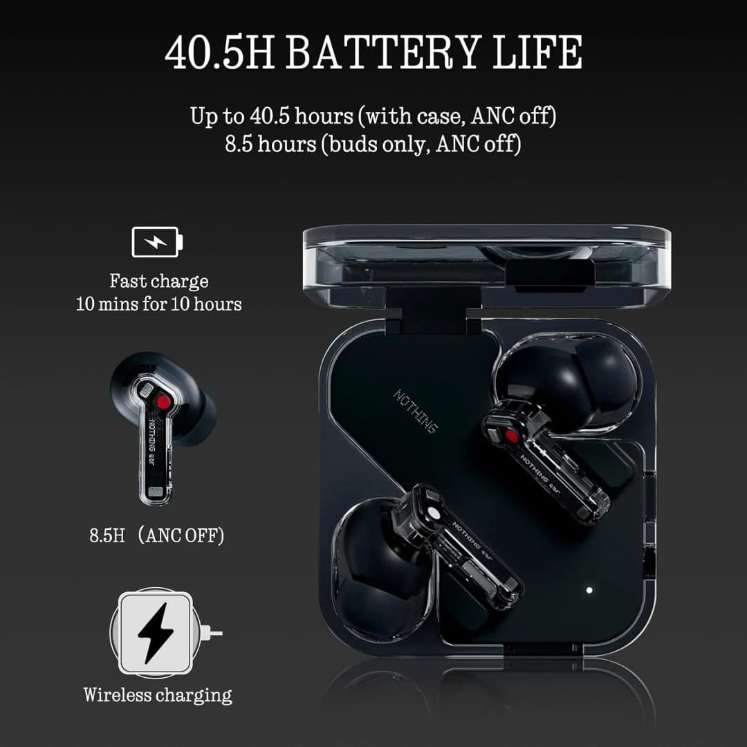 Nothing Ear Wireless Bluetooth Earbuds Active Noise Cancellation IP54 Waterproof 36H Playtime True Wireless Earphones - 5