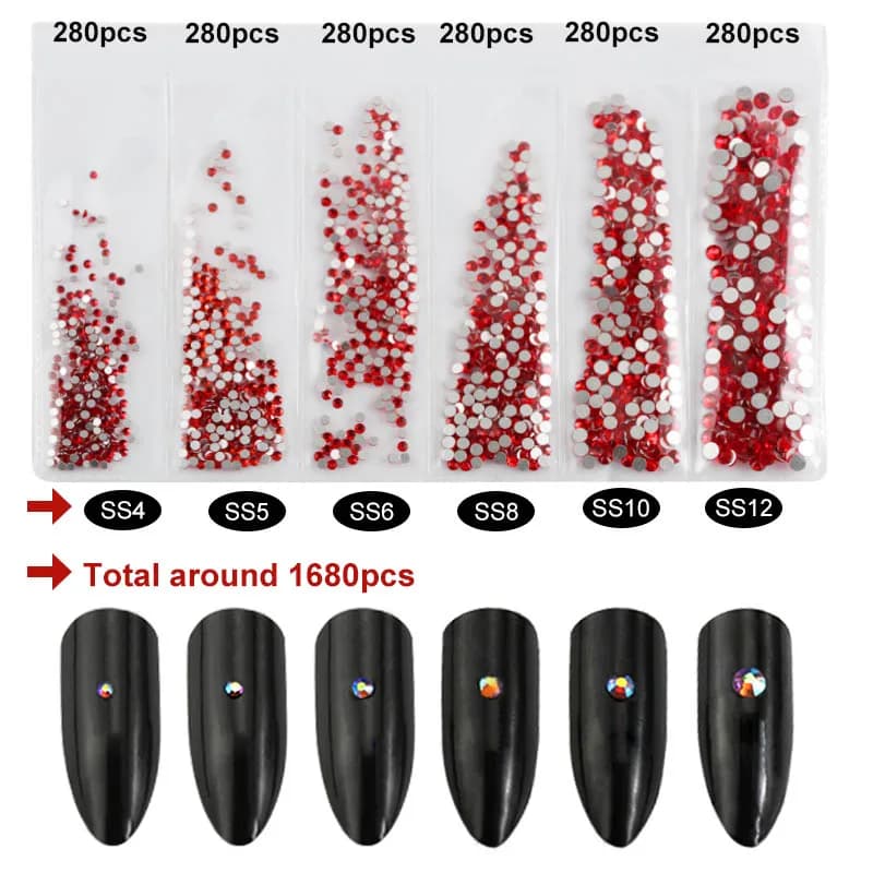 Multi-Size Glass Nail Rhinestones For Nails Art Decorations Crystals Strass Charms Partition Mixed Size Rhinestone Set - 5