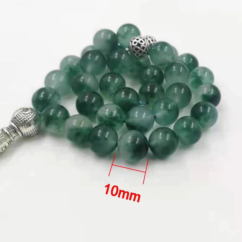 Tasbih Natural tasbih green Jade stone misbaha bracelet isalmic eid gift Muslim prayer beads turkish fashion accessory - 6
