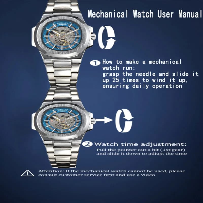LONGLUX Men automatic mechanical watch luxury watches waterproof skeleton business cheap wholesale stainless steel gift watch - 6