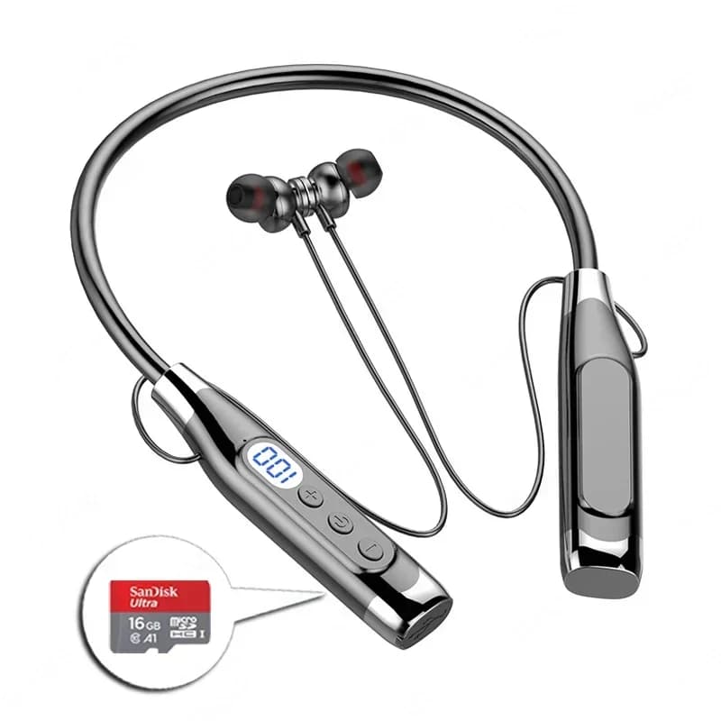 سماعات رأس لاسلكية سماعة بلوتوث حول الرقبة مع ميكروفون بطارية طويلة سماعات أذن عالية الجودة سماعة رياضية لبطاقة TF