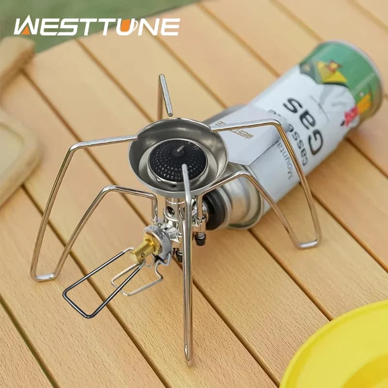 موقد عنكبوت تخييم من ويستتون، موقد غاز محمول مقاوم للرياح، أدوات مائدة تخييم قابلة للطي للشواء والنزهات والمشي لمسافات طويلة