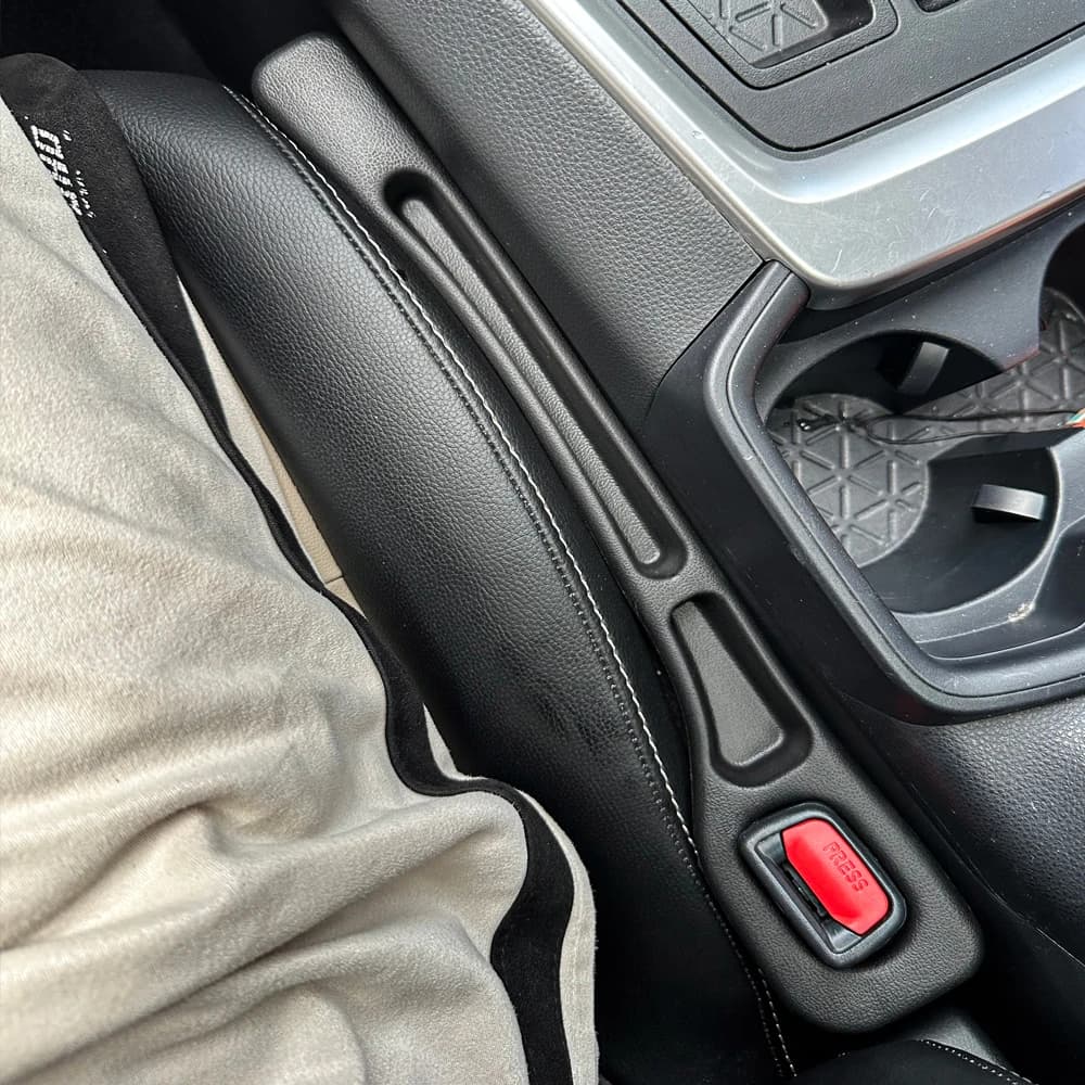 2pc Car Seat Gap Filler Organizer Pu Waterproof Car Seat Gap Plug Strip with 2 Grooves Seat Gap Storage Auto Interior Accessorie - 5