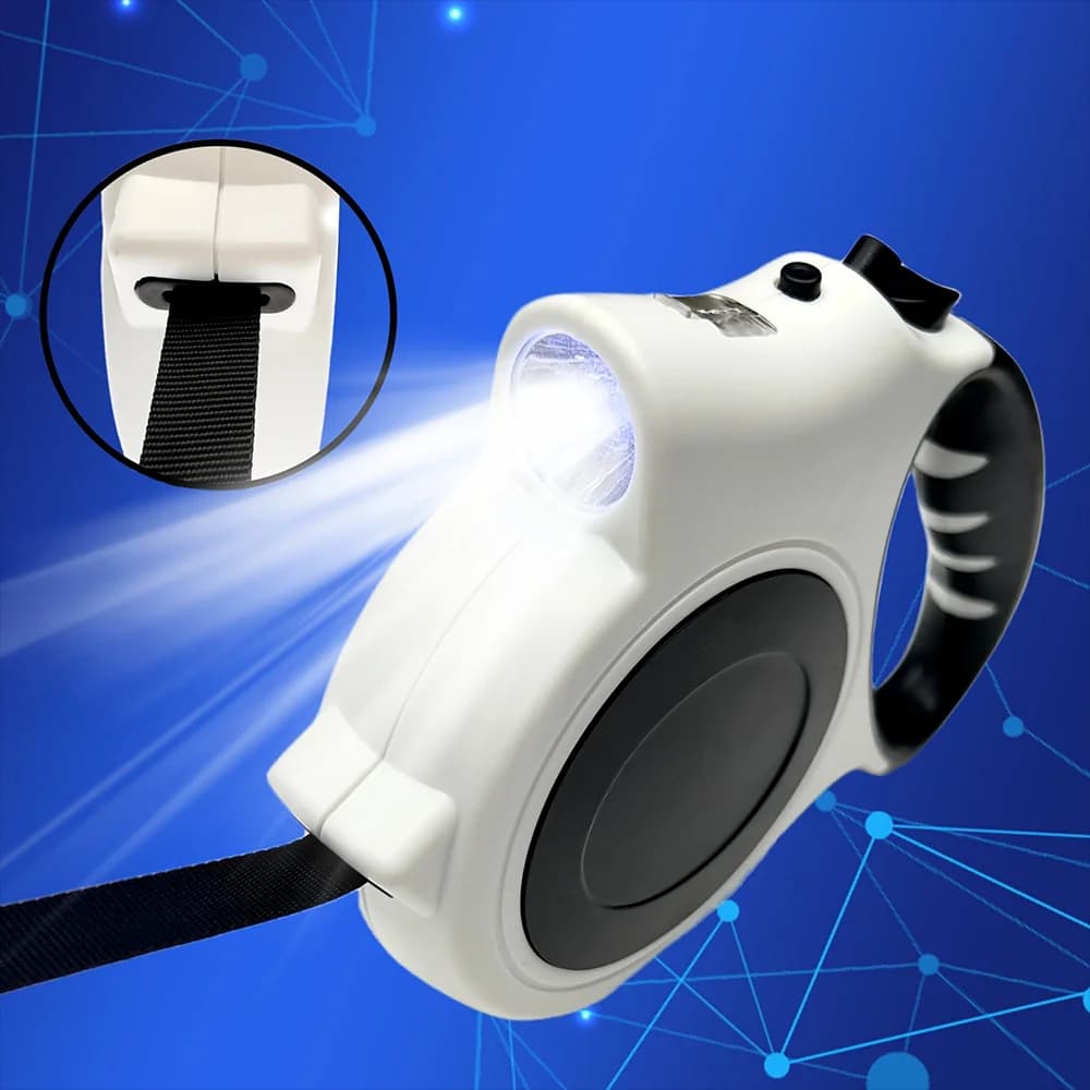 مقود كلاب مضيء قابل للسحب، 16 قدمًا، قابل للتعديل، مثالي للكلاب المتوسطة والكبيرة، مناسب للمشي والجري ليلًا