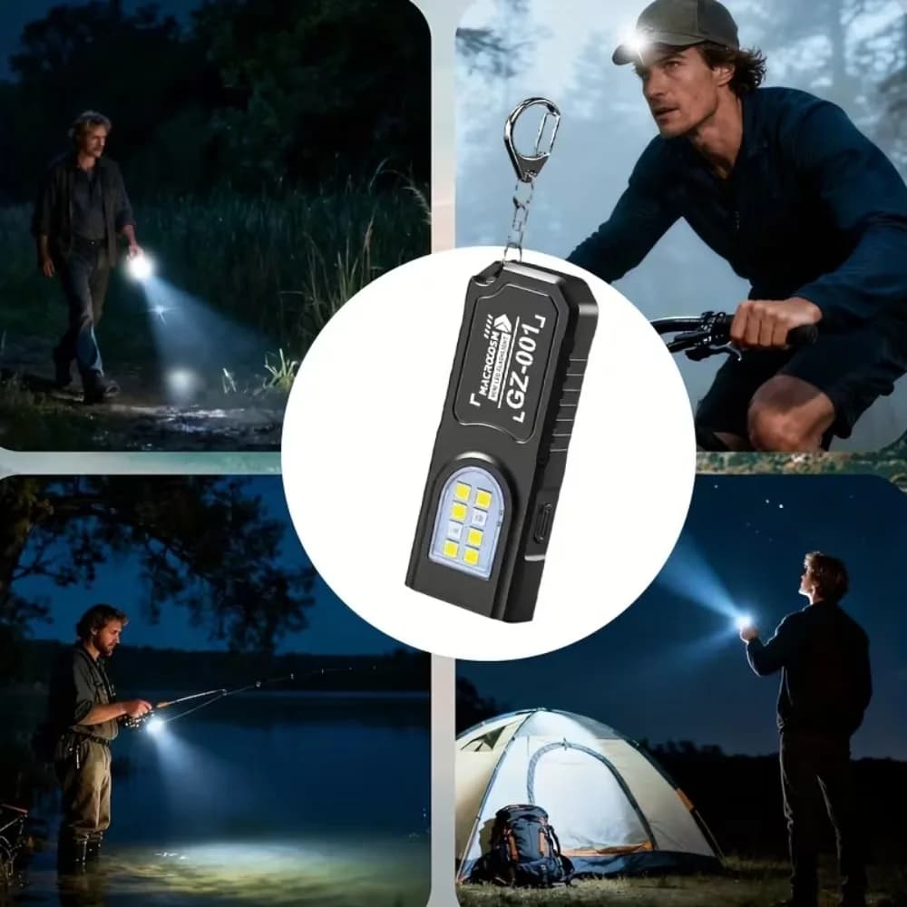 مصباح يدوي صغير COB LED مع سلسلة مفاتيح قابل لإعادة الشحن عبر USB مع مغناطيس محمول قوي لإضاءة العمل في حالات الطوارئ بالخارج - 4