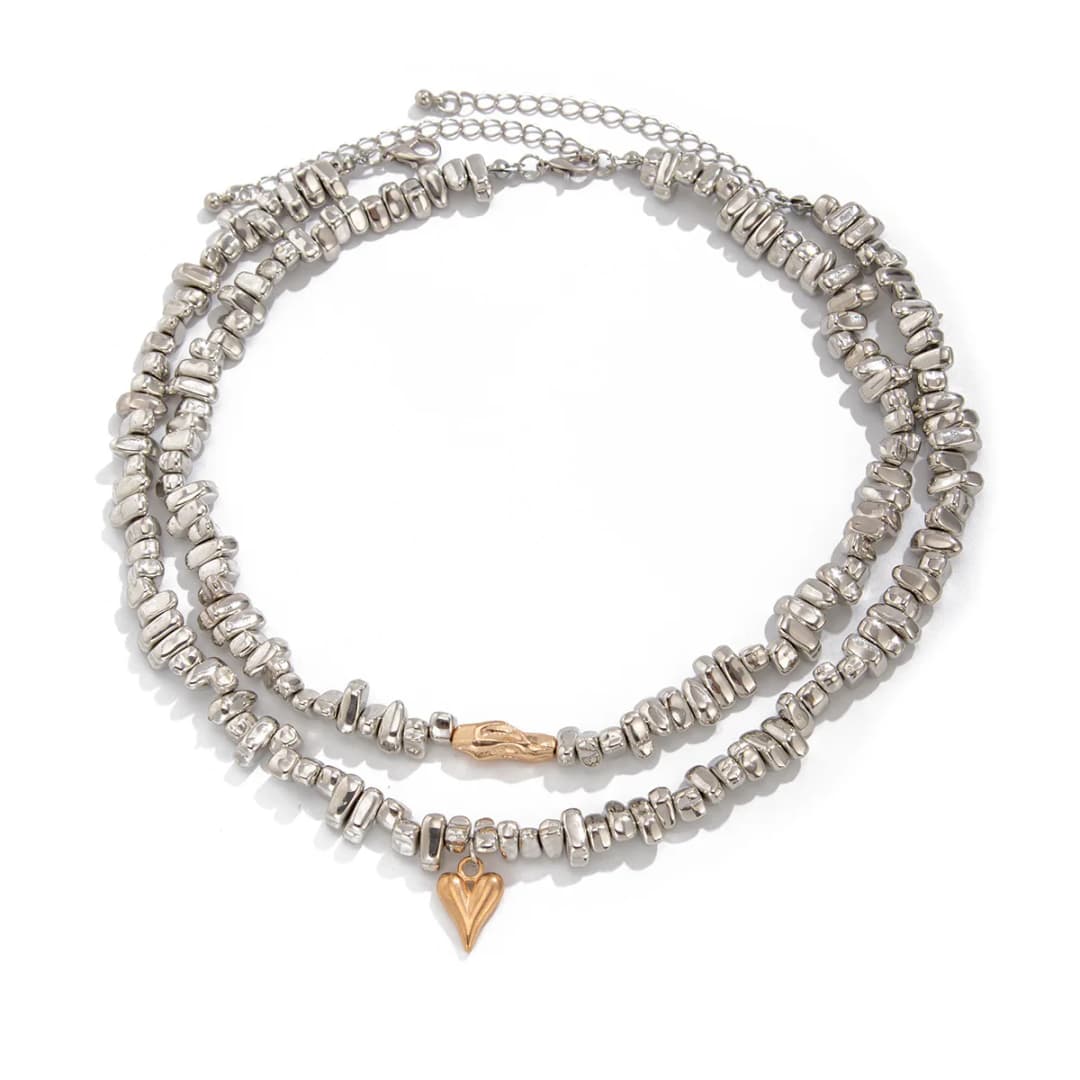 قلادة على شكل قلب بسيطة رترو 2025 متعددة الطبقات حلوة إبداعية غير منتظمة على شكل خيط أسلوب فتاة موضة مجوهرات عيد ميلاد - 5