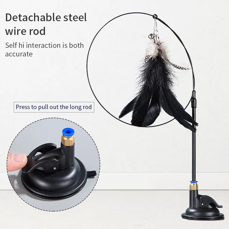 Interactive Cat Toy Handfree Cat Stick Playing Kitten Playing Teaser Wand Toy Suction Cup Bird/Feather Cat Wand Pet Supplies - 2