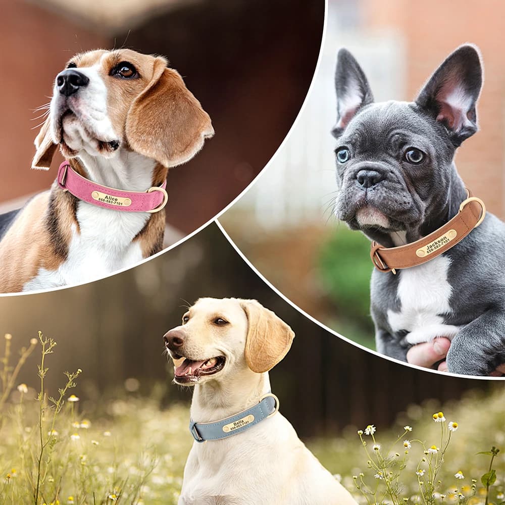 Personalized Dog Collar Custom Engraved PU Leather Dog Collars Free Engraving ID Tag Nameplate For Small Medium Large Dogs - 6