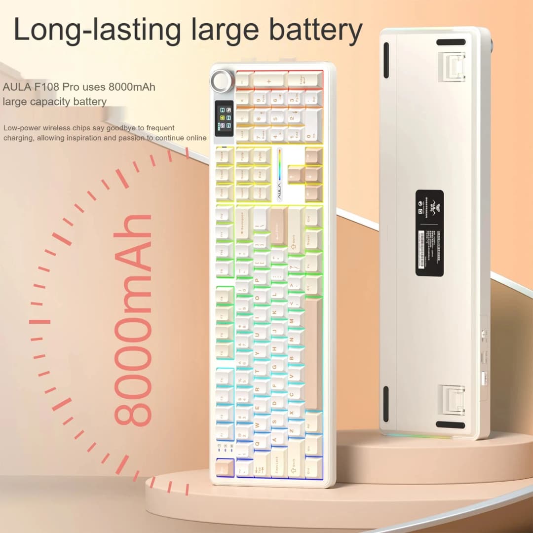 AULA F108 PRO/F108 Mechanical Keyboard Custom 100% Layout RGB Backlight Wireless Bluetooth Hifi Switch Gaming Keyboard - 4