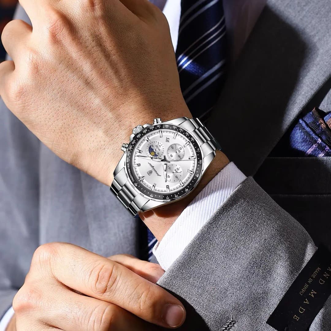POEDAGAR Fashion Brand Man Wristwatch Waterproof Stainless Steel Luminous Men Watch Chronograph Date Luxury Quartz Men's Watches - 6