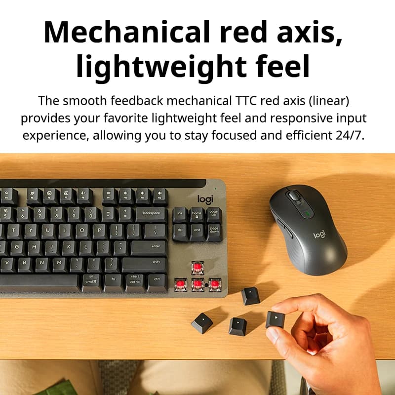لوحة مفاتيح ميكانيكية لاسلكية Logitech K855، وضع مزدوج، مفاتيح TTC حمراء مخصصة، متوافقة مع Windows وMacOS وChrome OS وأنظمة Linux - 3