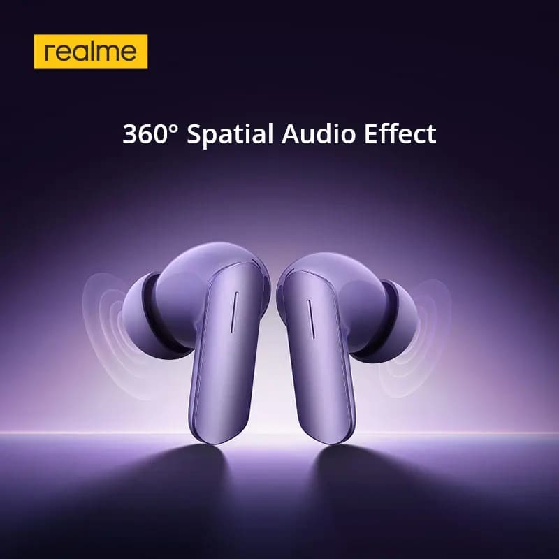 سماعات realme Buds Air7 TWS مع إلغاء ضوضاء 52dB حتى 52 ساعة تشغيل مشغل باس 12.4mm LHDC 5.0 بلوتوث 5.4 IP55 - 6
