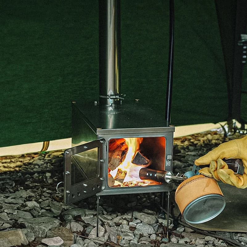 Foldable  Tent Stove Lightweight Titanium Alloy Combustion Durable Portable Foldable Charcoal Fire Wood Burning Outdoor Camping - 6