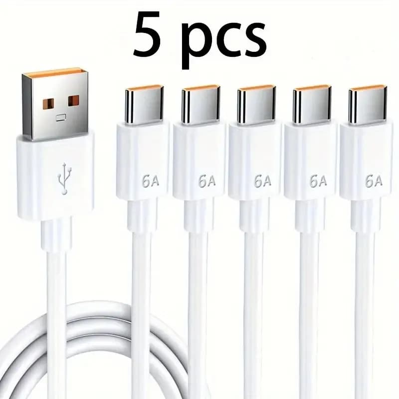 كابل بيانات USB-C بقوة 6 أمبير و120 واط، كابل شحن سريع متوافق مع هواوي وشاومي وسامسونج وPOCO وOneplus وRealme وأجهزة أندرويد - 5