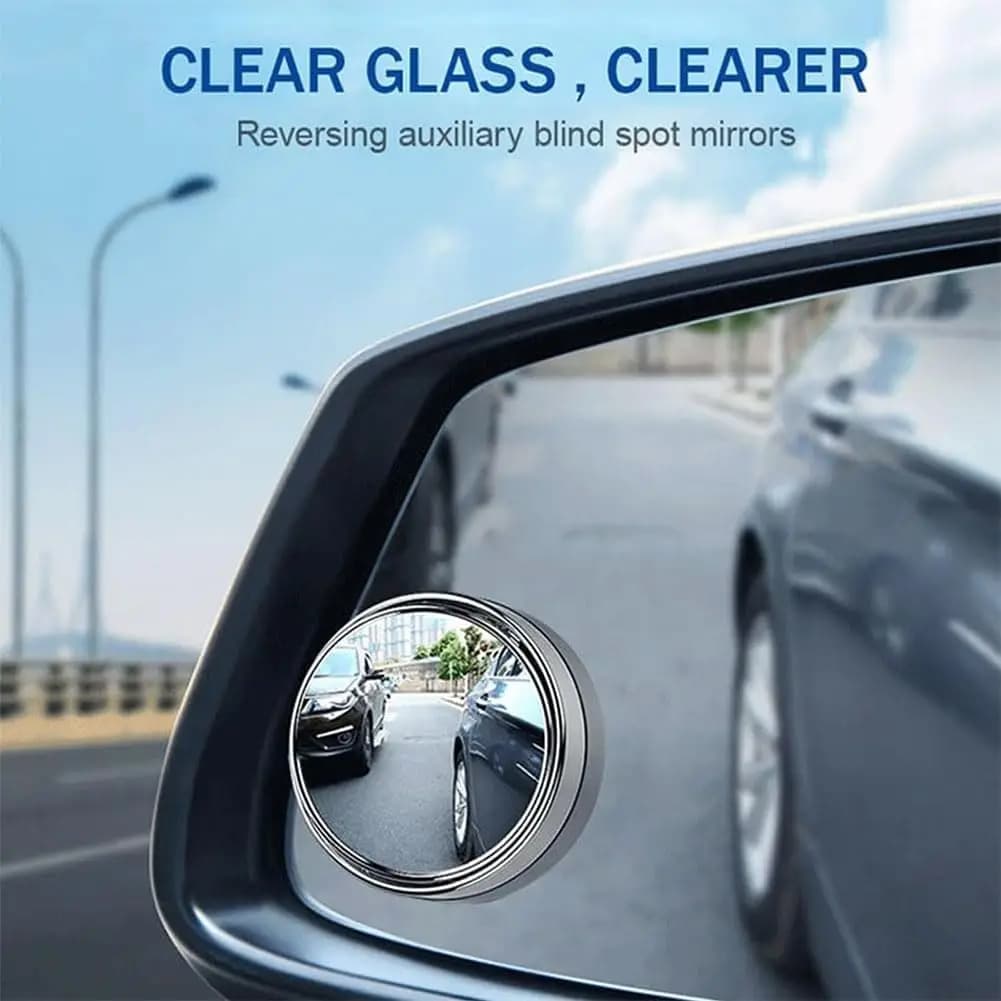 2Pc Car Blind Spot Rear View Mirror Wide Angle 360 Degree Adjustable Safety Driving Car Reverse Auxiliary Rearview Convex Mirror - 2