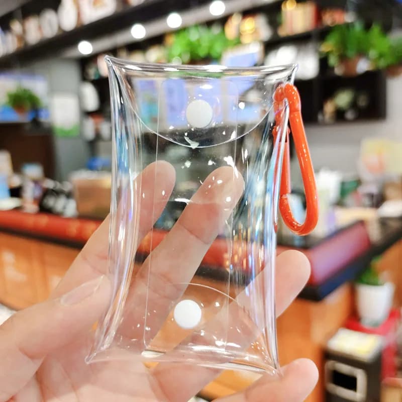 محفظة نقود صغيرة لطيفة للنساء، محافظ شفافة صغيرة، حقيبة تخزين للمفاتيح وأحمر الشفاه وسماعات الأذن، حقيبة يد للفتيات - 5