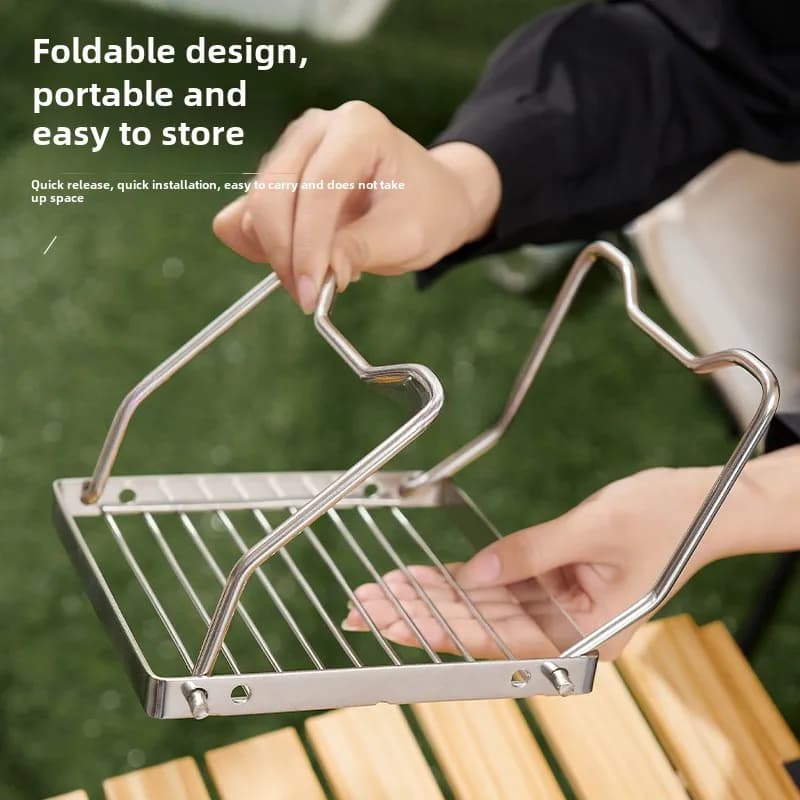 High Temperature Folding Campfire Grill Stainless Steel Portable Multifunctional Corrosion Resistance Outdoor Camping Barbecue - 5