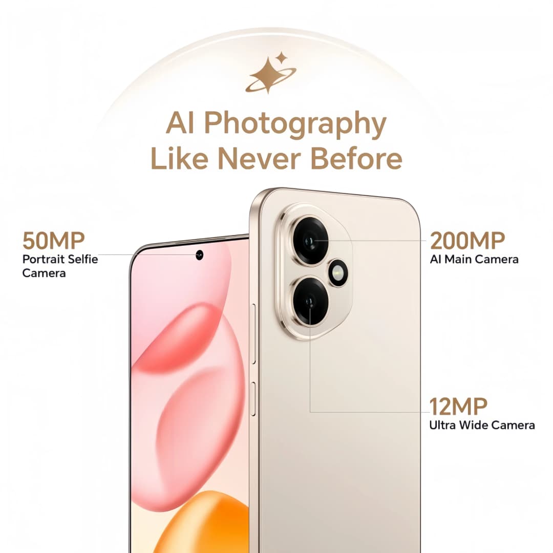 هونر 400 نسخة عالمية هاتف ذكي 5G شاشة 6.55 بوصة 120 هرتز AMOLED كاميرا مزدوجة 200 ميجابكسل معالج Snapdragon 7 Gen 3 بطارية 6000 مللي أمبير شحن فائق 80 واط - 2