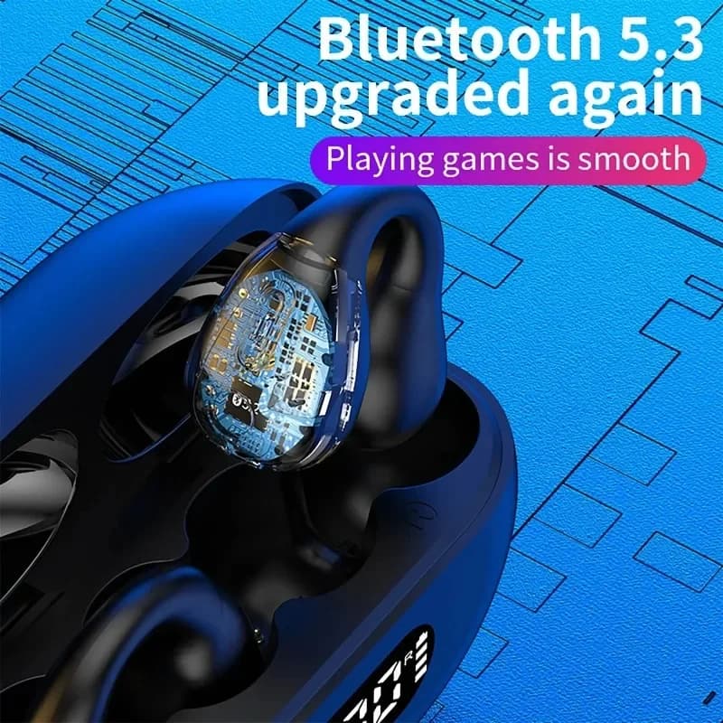 NEW TWS Q80 Wireless Headphones Bluetooth 5.3 Bone Conduction Earphones Earclip Design Touch Control Led Earbuds Sports Headsets - 3