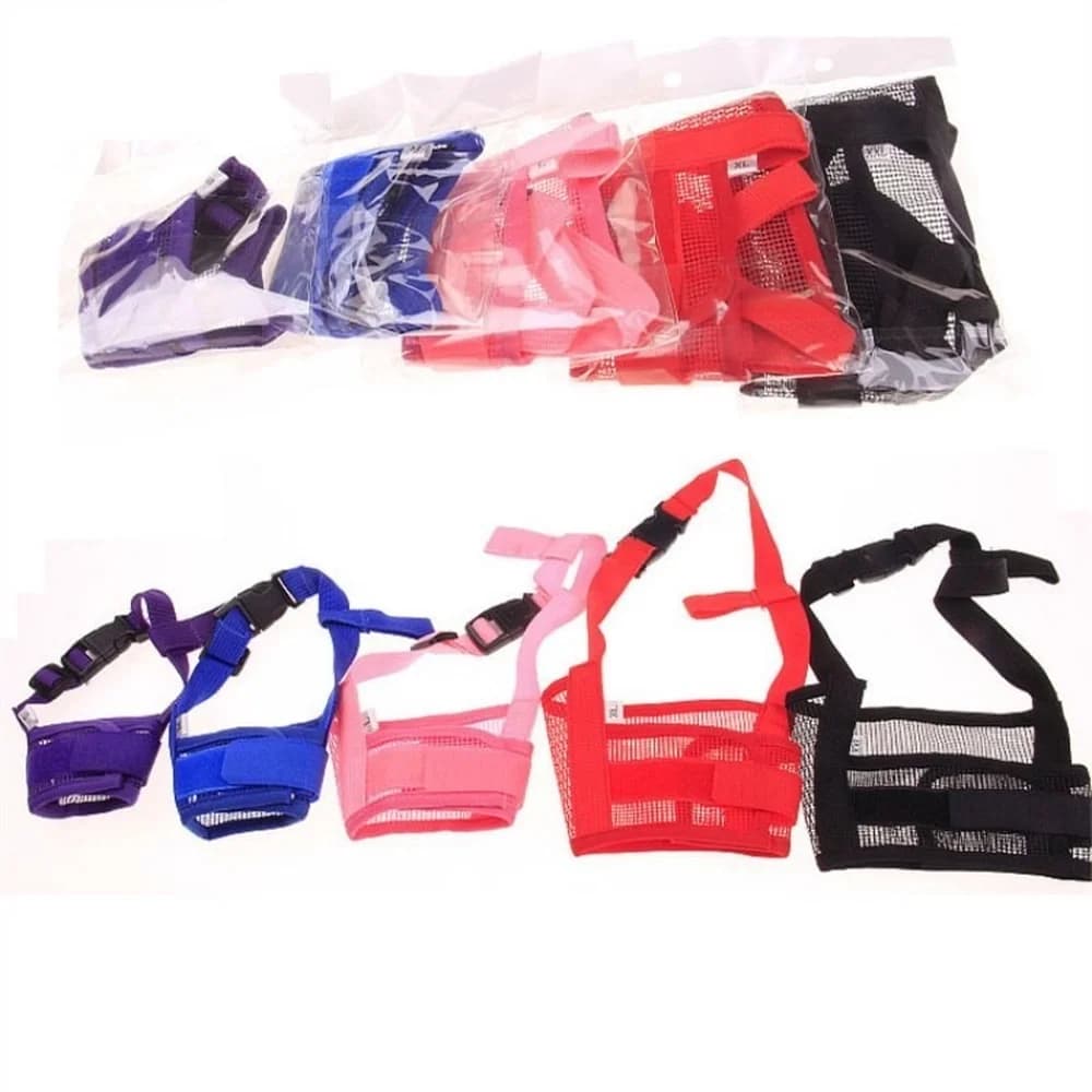 Anti Barking Dog Muzzle For Small Large Dogs Adjustable Mesh Breathable Pet Mouth Muzzles For Dogs Nylon Straps Dog Accessories - 2