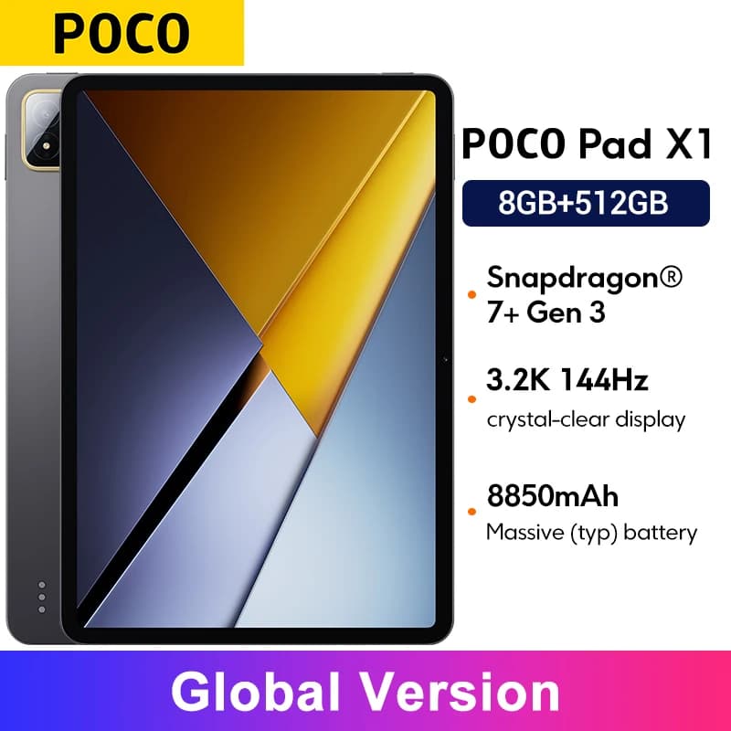 POCO Pad X1 Global Version Snapdragon® 7+ Gen 3 Tablet 13MP camera 45W turbo charging 8850mAh 11.2"3.2K crystal clear display