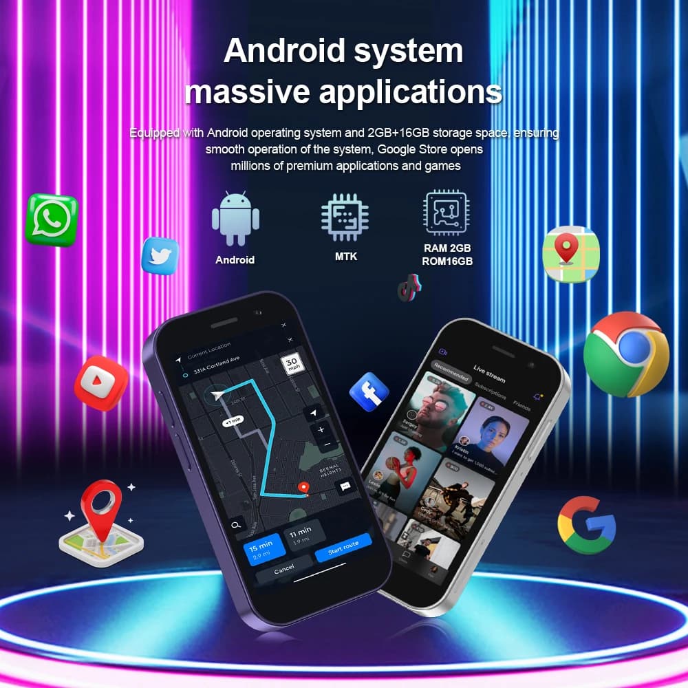 هاتف سيرفو كينج 8000 الذكي الصغير بنظام أندرويد، 4G LTE، GPS عالمي، شاشة 3 بوصة، كاميرا 5 ميجابكسل، واي فاي، بطارية 2000 مللي أمبير - 4