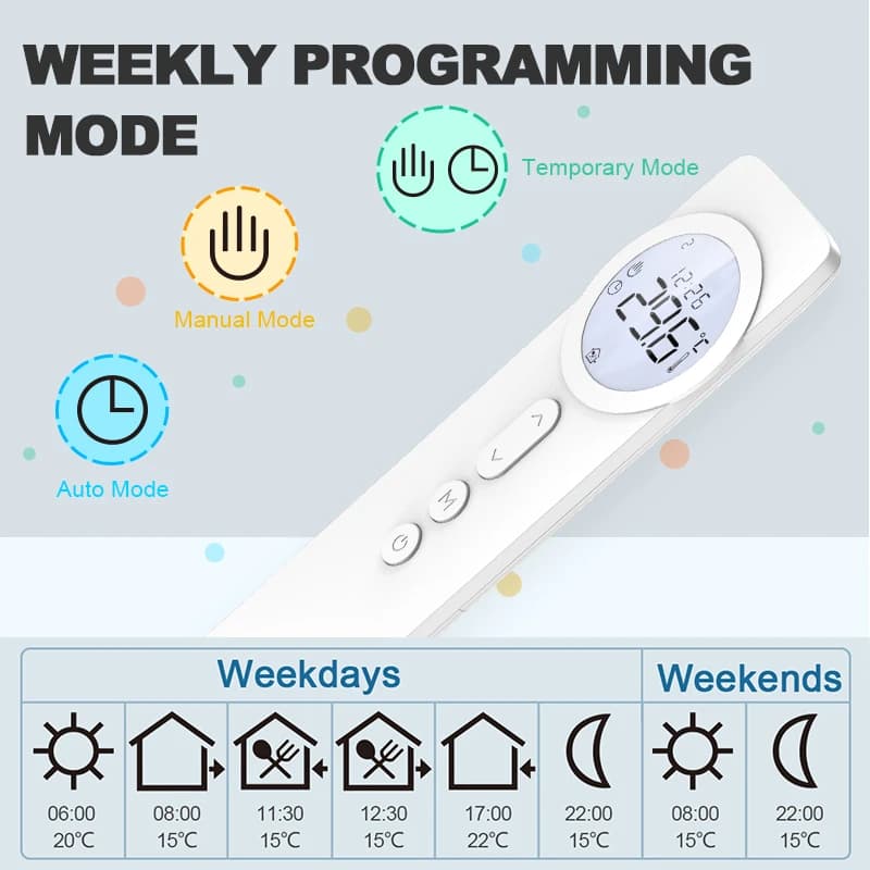 ترموستات لاسلكي واي فاي RF433 للغلايات الغازية، تدفئة أرضية بالماء، متحكم ذكي في درجة الحرارة من تيا، متوافق مع أليكسا وجوجل هوم - 5