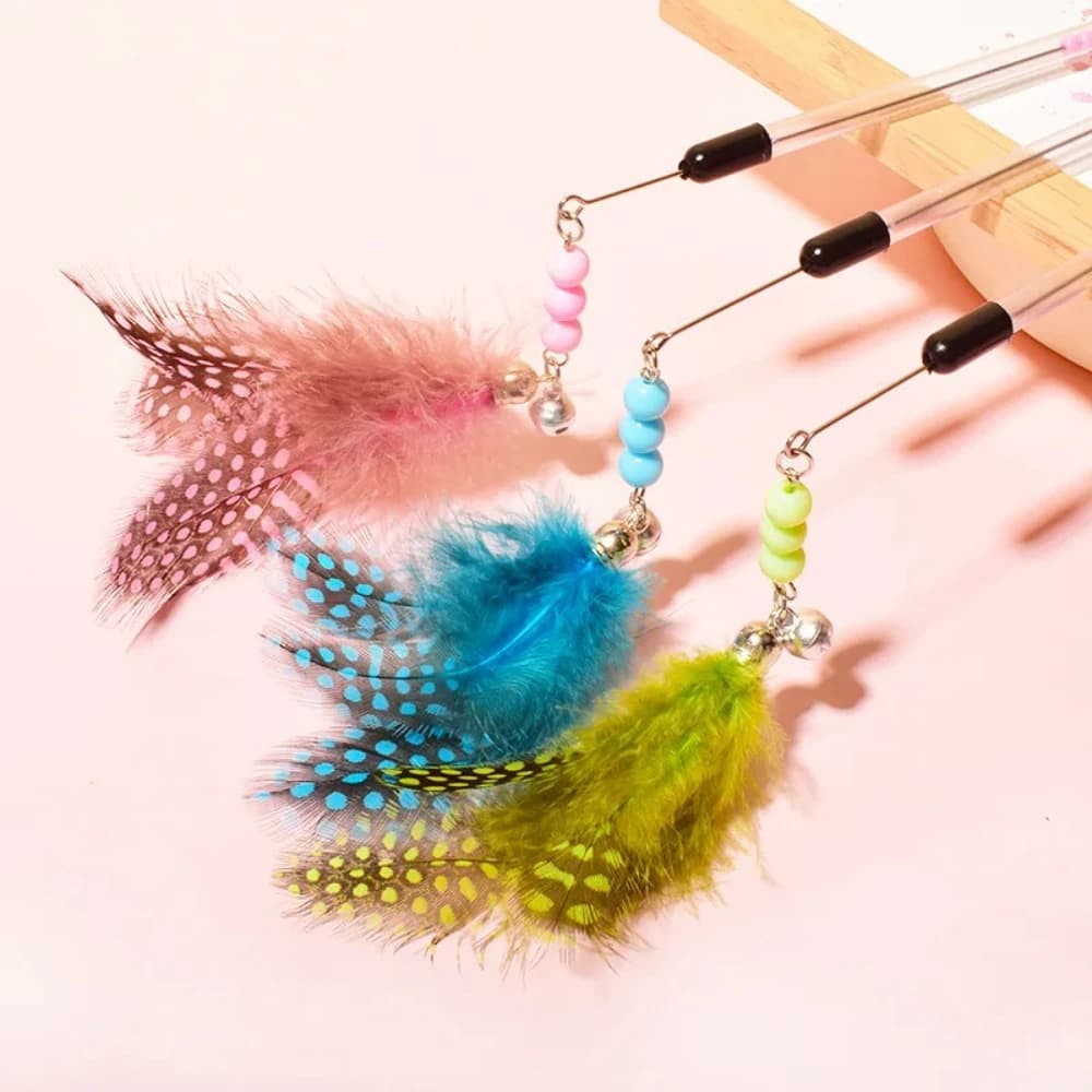 New Cat Toys Feather Cats Sticks Retractable Handle Cats Toy Feather Interactive Cat Toys with Kitten Teaser Toy Pet Products - 5