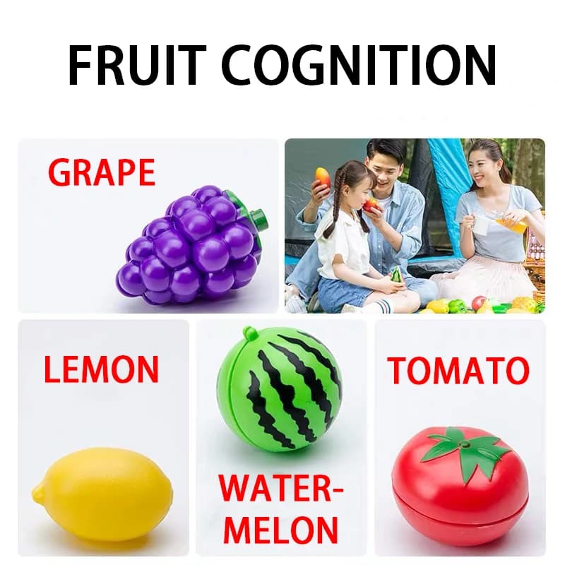 Cutting Play Food Toy for Kids Kitchen Pretend Fruit &Vegetables Accessories  Educational Toy Food kit for Toddler Children Gift - 4