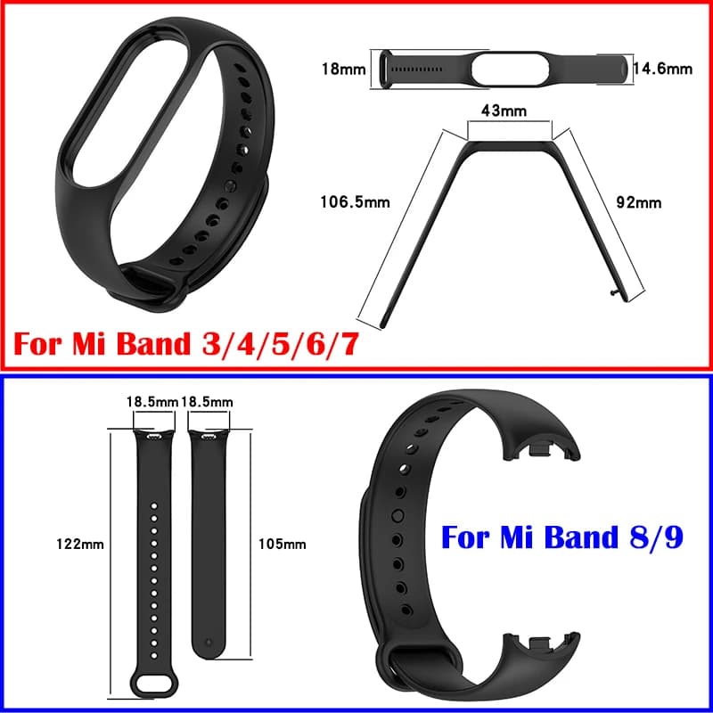 Strap For Xiaomi Mi Band 8 7 6 5 4 3 Smart Watch Wristwatch band Bracelet For Mi Band 3-8 Accessories Silicone Wristband Straps - 6