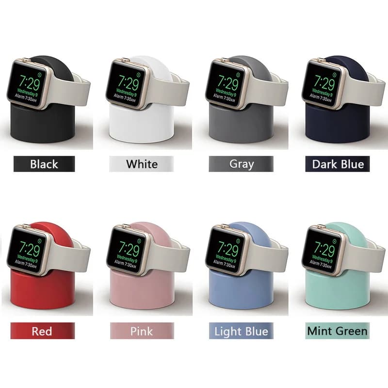 Charger Stand For Apple Watch Series Ultra/8/SE2/7/6/SE/4/3 49mm/45mm/44mm/42mm/41mm/40mm/38mm Durable Silicone Nightstand Mode - 5