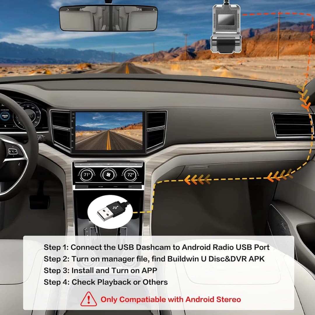 كاميرا سيارة DVR ADAS LDWS بدقة 1080P، تسجيل فيديو، إنذار صوتي، متوافقة مع أندرويد - 6