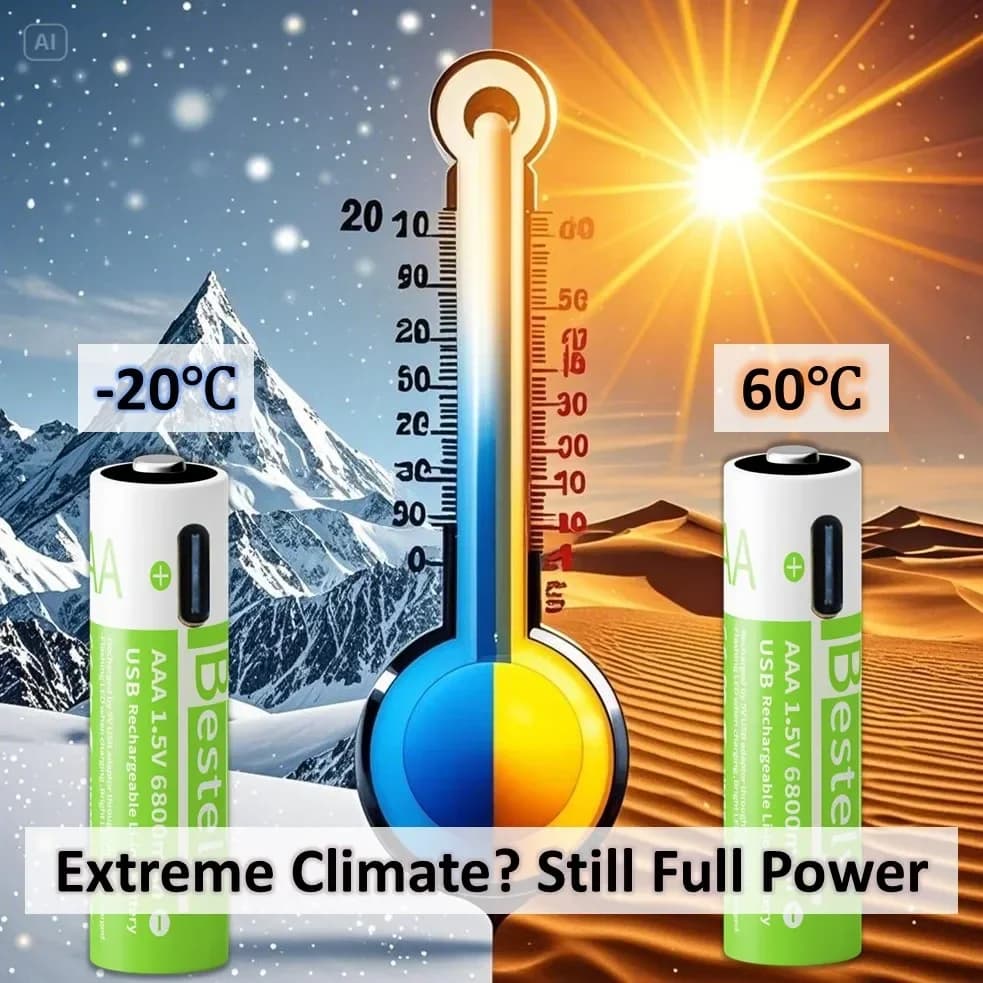 بطارية قابلة لإعادة الشحن 2025 برو، 1.5V، AAA، 6800mAh، شحن سريع Type-C، مؤشر LED، 2000 دورة، مع كابل مجاني - 6