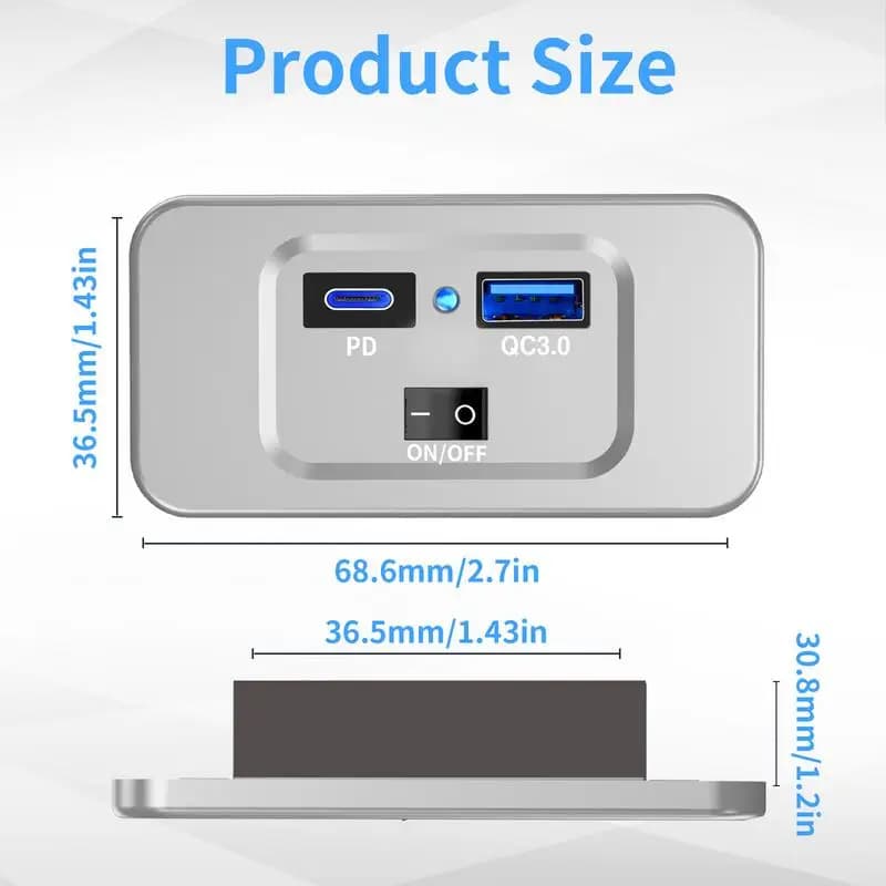 منفذ USB للكرفانات مع شحن سريع PD QC3، محول شحن للسيارات والكرفانات، ملحقات سيارات - 6