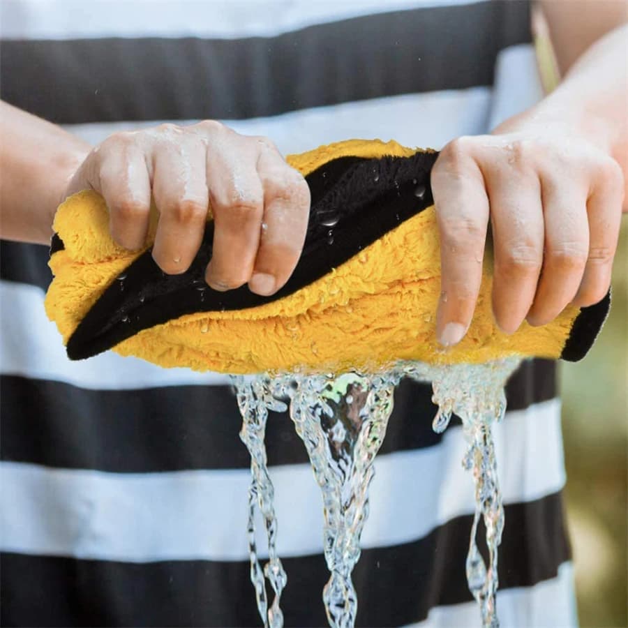 1/2/6pcs Microfiber Cleaning Towel Thicken Soft Drying Cloth Car Body Washing Towels Double Layer Clean Rags Car Accessories - 5