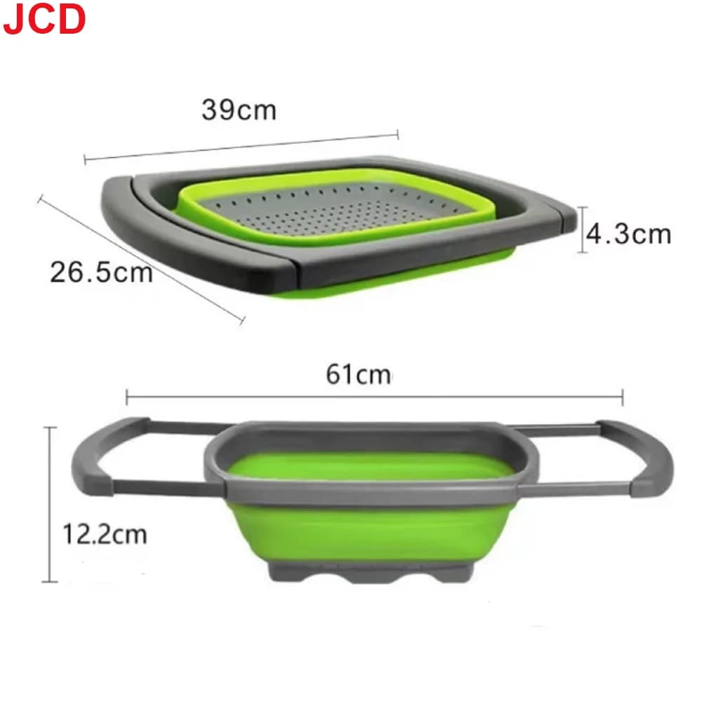 JCD 1pcs Fruit Vegetable Washing Basket Foldable Strainer Silicone Colander Dish Collapsible Drainer Filter Kitchen Storage Tool - 2