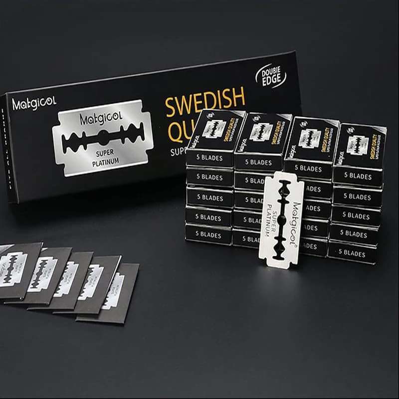 100 قطعة شفرات حلاقة Dorcc من الفولاذ المقاوم للصدأ، شفرات حلاقة آمنة للرجال