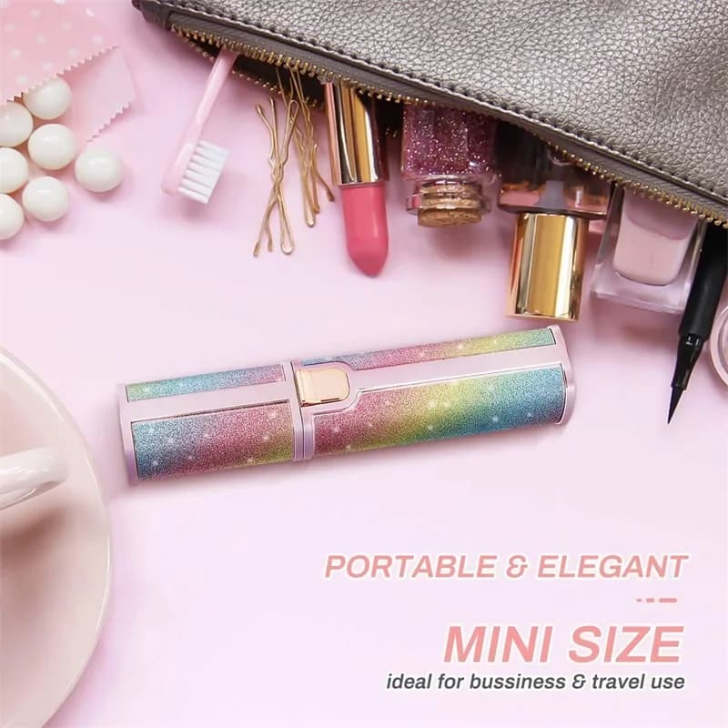 2 في 1 ماكينة إزالة شعر الحواجب الكهربائية آلة حلاقة صغيرة محمولة لإزالة شعر الوجه للنساء مع إضاءة LED مدمجة - 6